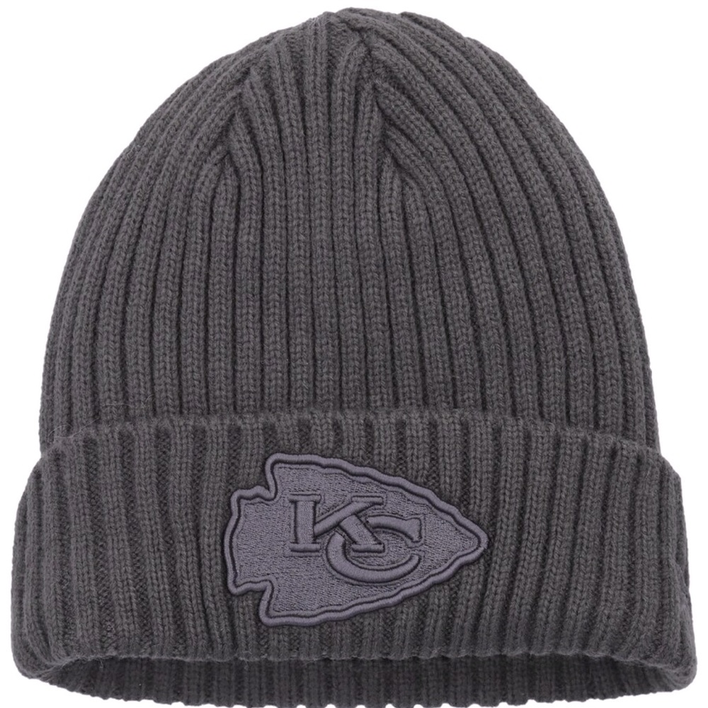 New Era - Youth Graphite Kansas City Chiefs Core Classic Cuffed Knit Hat